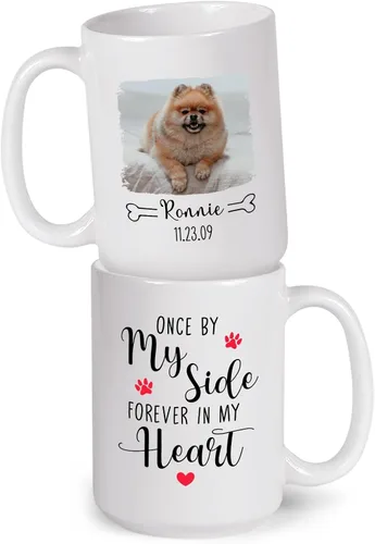 Miniatura 22 de Taza de café blanca personalizada con foto, con texto en inglés «To The World's Best Dog Dad We Woof You», taza de café blanca de 11 onzas y 15