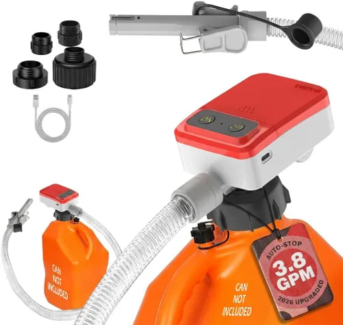 Miniatura 9 de PETASOON - Bomba de transferencia de combustible portátil, alimentada por pilas, para bidones y tanques de gasolina/diésel/queroseno/líquidos