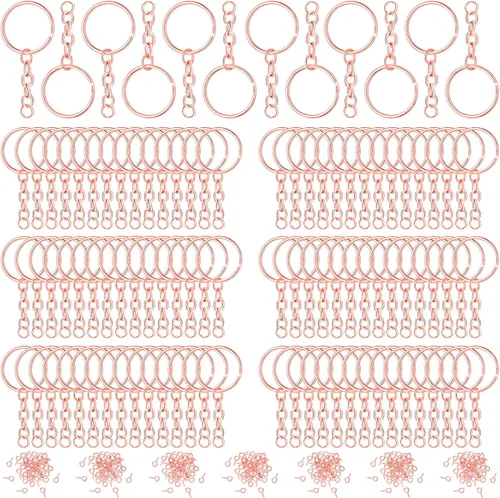 Miniatura 7 de Hotop Kit de 360 llaveros a granel, incluye 90 llaveros con cadena y conectores de anillos abiertos, 180 ganchos pequeños para manualidades, Negro