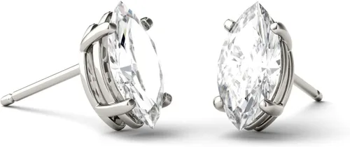 Miniatura 4 de Aretes de oro blanco de 14 quilates de moissanita de Charles & Colvard de 0.315x0.157 in marquesa 1.00cttw DEW