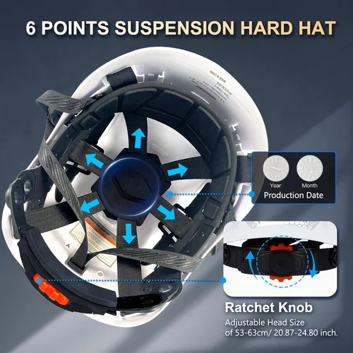 Miniatura 6 de Casco de Seguridad para Construcción ABS Casco Duro Sistema de Ventilación Ajustable Cascos Duros Protección de Cabeza para Trabajo Industrial