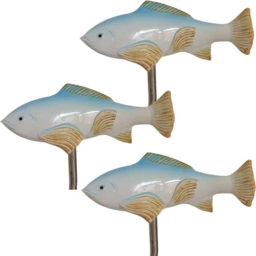 Miniatura 11 de Koi - Esculturas de resina de peces Koi con estaca, esculturas y estatuas de jardín de peces, 3 piezas de esculturas de peces para exteriores, Azul