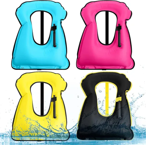 Miniatura 7 de Jerify 4 piezas de chaleco inflable de esnórquel para adultos, chaquetas portátiles de natación, chaquetas ajustables para kayak, chalecos