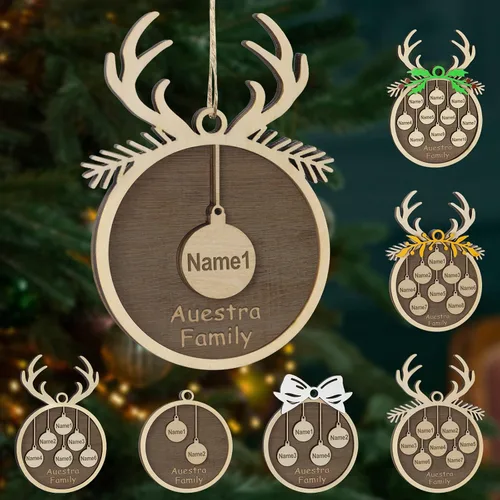 Miniatura 59 de Adornos de Navidad personalizados, familia de 1 nombre, adornos de Navidad de madera personalizados, decoración personalizada, decoración de árbol