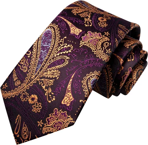 Miniatura 66 de Hi-Tie Corbatas de seda para hombre, diseño de cachemira a rayas, con bolsillo, gemelos cuadrados, conjunto formal de negocios