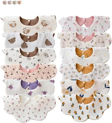 Miniatura 9 de Baberos de muselina para bebé para babeo y dentición Baberos para babeo de recién nacido para bebé niña o niño Albaricoque