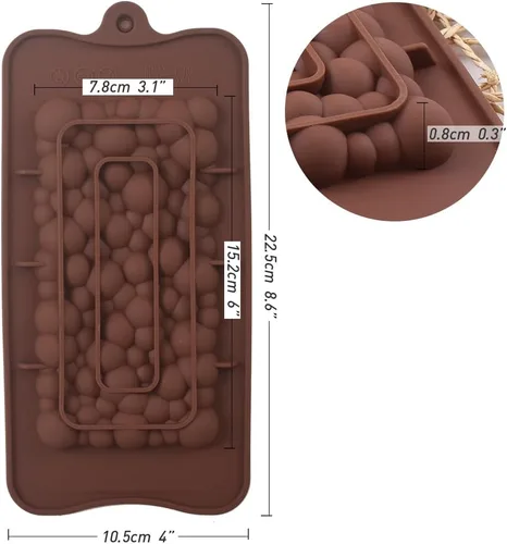 Miniatura 2 de ionEgg Bubbles Break Apart - Moldes de silicona para barra de chocolate, proteínas y barras energéticas, 4 paquetes