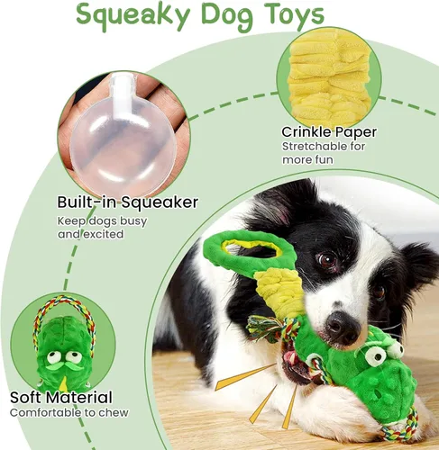 Miniatura 3 de YINEYA Juguetes resistentes para perros masticadores agresivos, juguete interactivo de tira y afloja para mantenerlos ocupados, juguetes chirriantes