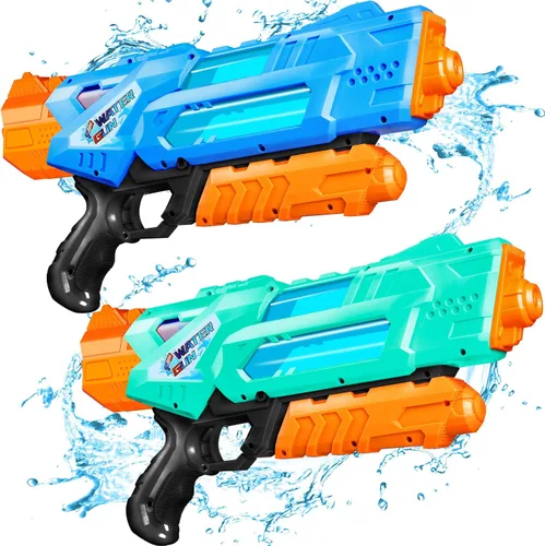 Miniatura 9 de Quanquer Pistolas de agua de 1200 cc para niños y adultos, paquete de 2 súper remojadores de agua con excelente rango, ideas de regalo para verano