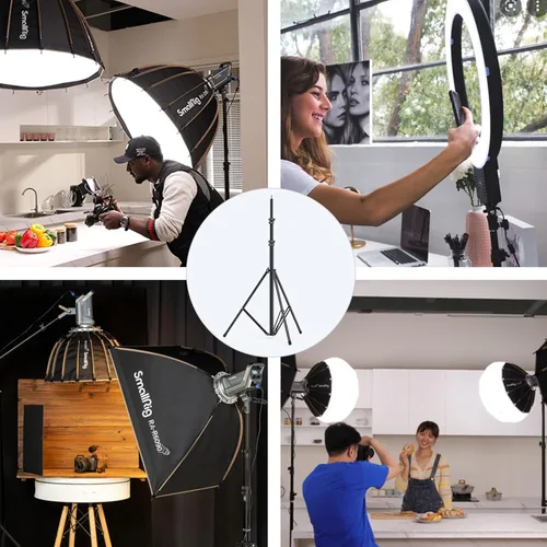 Miniatura 9 de SMALLRIG Soporte de luz para fotografía de 110 pulgadas/9.2 pies/280cm, soporte de trípode de aluminio acolchado con aire con tornillo de 1/4