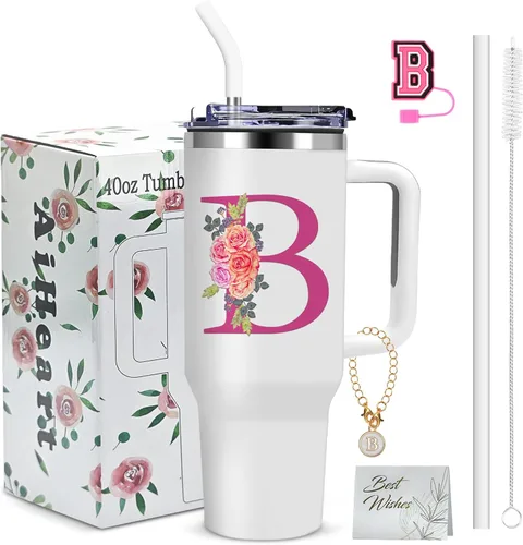 Miniatura 38 de Regalos de cumpleaños para mujeres, vaso con monograma con asa, regalos personalizados para mamá, regalo con monograma para mujer, vasos