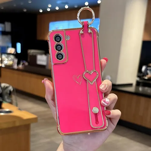Miniatura 25 de ZTOFERA Funda diseñada para Samsung Galaxy S20 FE 5G, borde chapado de lujo, patrón de corazones de amor con pulsera y función atril, protección