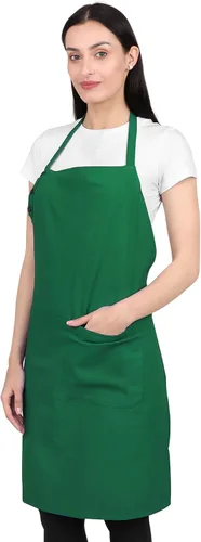 Miniatura 16 de Delantal de cocina de algodón resistente a las gotas de agua con delantales ajustables para mujer con bolsillos 8 opciones de color para cocinar