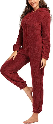 Miniatura 4 de chouyatou Mameluco de sherpa ultra cómodo para mujer, pijama con capucha para las orejas