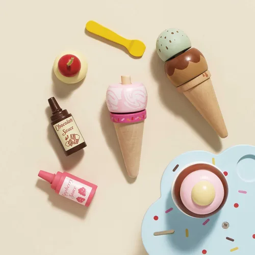 Miniatura 2 de Le Toy Van - Juguete educativo de madera Honeybake Helado de Carlo de madera colorido Juguete de imitación de helado 12 piezas - Grandes regalos