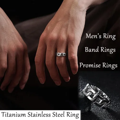 Miniatura 5 de Ronglry 4 anillos giratorios de acero inoxidable de titanio para mujeres y hombres, anillos negros para el estrés y la ansiedad para anillos