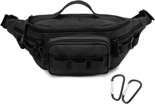 Riñonera táctica, pequeña bolsa de aparejos de pesca, resistente al agua, cintura militar, cangurera portátil para pesca con mosca, senderismo, Negro