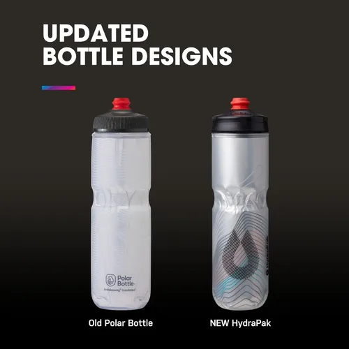 Miniatura 3 de HydraPak Polar Bottle - Botella de agua para bicicleta con aislamiento Polar Surge, paquete de 2 unidades, botella exprimible de alto flujo