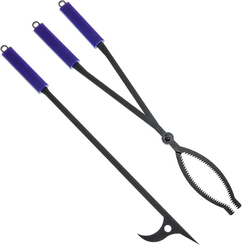 Miniatura 7 de Pinzas de leña de 28 pulgadas para troncos gruesos, para exteriores, interiores, fogatas, hogueras, chimeneas, resistentes, forjadas a prueba