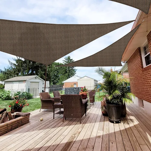 Patio Paradise Vela de Sombra Triangular de 14' x 14' x 14' Pies, Toldo Parasol, Tela de Sombra para Bloquear la Luz Solar, Cubierta de Pérgola para