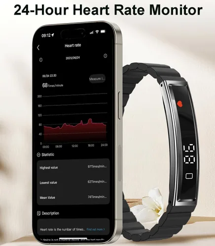 Miniatura 3 de Pulsera inteligente de fitness, monitor de ritmo cardíaco, monitor de actividad del sueño, contador de pasos, calorías, podómetro, impermeable, Negro