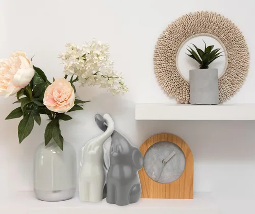 Miniatura 6 de LAIDANLA Elefantes beige y grises, moderno juego de esculturas de cerámica amoroso, figura de elefante de 6.3 pulgadas para decoración de regalos