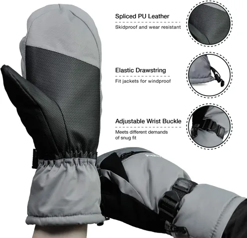 Miniatura 2 de PHRIXUS Manoplas de esquí para hombres y mujeres, guantes de nieve de invierno para pantalla táctil, impermeables, guantes de invierno cálidos 3M