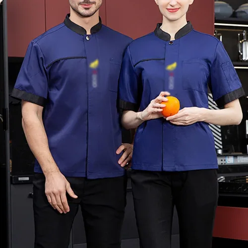 Miniatura 2 de Abrigo de chef con botones para hombre, manga cortalarga, chaqueta de chef unisex ligera