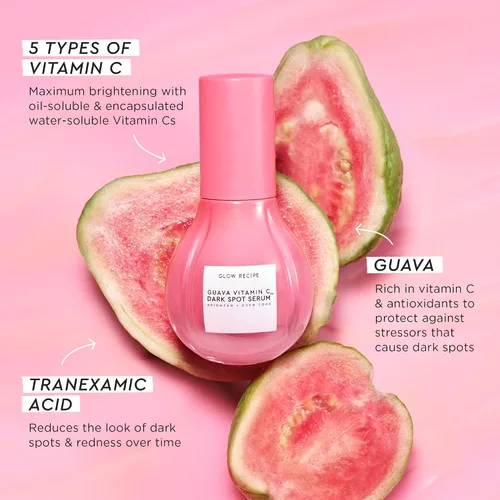 Miniatura 3 de Glow Recipe Suero de vitamina C de tamaño viaje de guayaba – Hidratante, iluminador y vegano coreano cuidado de la piel suero facial para manchas