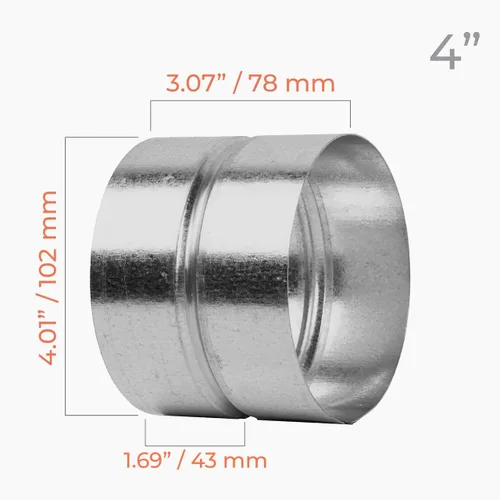 Miniatura 2 de Acoplador de conducto de acero galvanizado de 4 pulgadas para accesorios de HVAC - Adaptador de montaje de tubería de ajuste hembra - Entrada