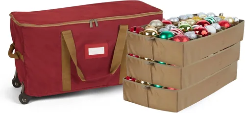 Miniatura 66 de Covermates Keepsakes Bolsa de almacenamiento ajustable para adornos, poliéster resistente, separadores acolchados y bandejas FlexGrid, organizador