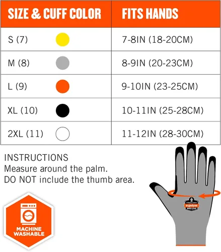 Miniatura 6 de Guantes de trabajo recubiertos de nitrilo, resistentes al corte nivel A3, agarre para ambientes húmedos o secos, Ergodyne ProFlex