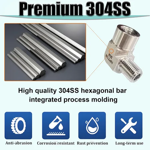 Miniatura 2 de 2 piezas de codo de calle de 90 grados, adaptador de codo de barra forjada de acero inoxidable 304, accesorios de tubería de alta resistencia
