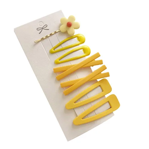 7 piezas de horquilla de horquilla de flores dulces amarillas para mujer, niña, horquilla para el pelo, decoración de elegantes regalos dorados