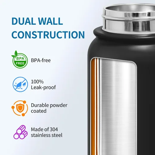 Miniatura 5 de GOPPUS Botella de agua de acero inoxidable aislada de 20 oz sin BPA, excelente para viajes, con tapa para beber - A prueba de fugas y sudor con tapa