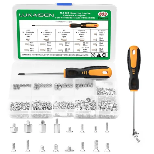 Miniatura 11 de Kit de surtido de 350 tornillos para computadora, separadores de placa base de acero al carbono negro de 6-32 macho a M3 hembra para disco duro SSD