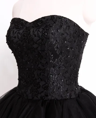 Miniatura 3 de Greekknight Vestido de fiesta de tul con cuentas de encaje corto con apliques de encaje vestidos de fiesta de cóctel sin tirantes vestidos de fiesta