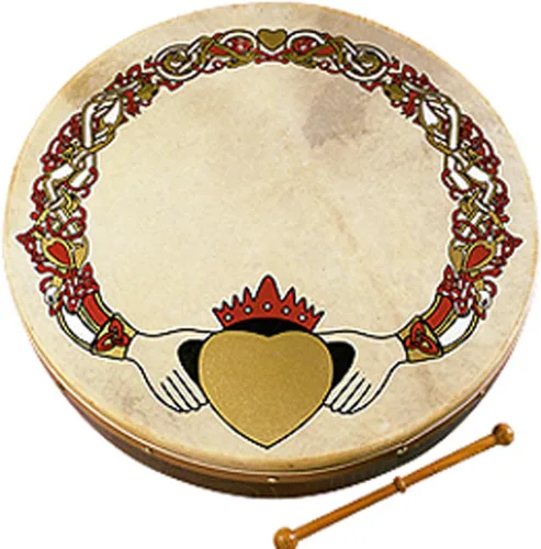 Miniatura 4 de Waltons Bodhrán 12 pulgadas (cruz celta) - Instrumento irlandés hecho a mano - Tono nítido y musical - Batidor de madera dura incluido con compra