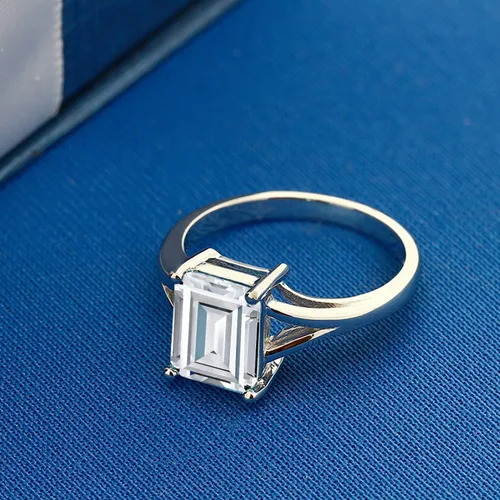Miniatura 61 de Gem Stone King Anillo de compromiso solitario con diseño clásico de vástago dividido para mujer, plata de ley 925, piedra natal de piedra preciosa