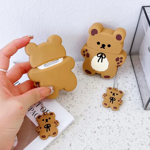 Miniatura 7 de Funda 3D 3D de pato+pollito para Airpods 2/1, funda 3D de dibujos animados para mujeres y niñas, elegante, elegante, encantadora, con forma de pato