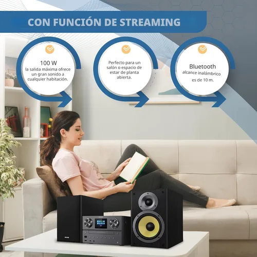 Miniatura 2 de Sistema estéreo Bluetooth y WiFi Philips para el hogar con reproductor de CD, Spotify, radio por Internet, radio FM, reproducción de MP3, agudos