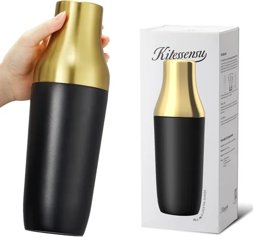 Kitessensu Coctelera Híbrida de Cócteles | Coctelera de Martini de Acero Inoxidable con Aislamiento al Vacío con Copa de Martini de Doble Pared |
