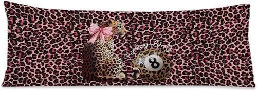 Miniatura 15 de Funda de almohada de cuerpo de 8 bolas con estampado de leopardo rojo a la moda, 20 x 54 pulgadas, decoración de habitación de guepardo, bota roja
