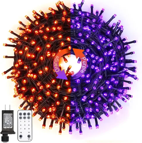 Miniatura 14 de JMEXSUSS Guirnalda de luces de Navidad de 200 LED azules y blancas, 66 pies, de exterior, expansible, para árbol, fiesta o decoración de hogar