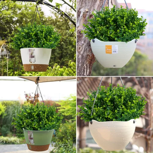 Miniatura 4 de Lnoicy Plantas artificiales para exteriores, resistentes a los rayos UV, plantas falsas de boj arbustos de hierba, 10 paquetes para granja, hogar
