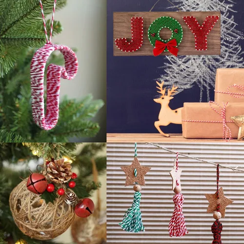 Miniatura 5 de Doumeny 6 rollos de cordel de algodón de Navidad de 984 pies de cuerda de algodón para panaderos de Navidad, cuerda de algodón rojo, verde y blanco