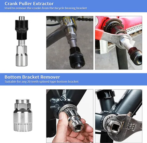 Miniatura 4 de Kit de herramientas para bicicleta, 10 piezas de herramientas profesionales de reparación de bicicletas para bicicleta de montaña con extractor de 6