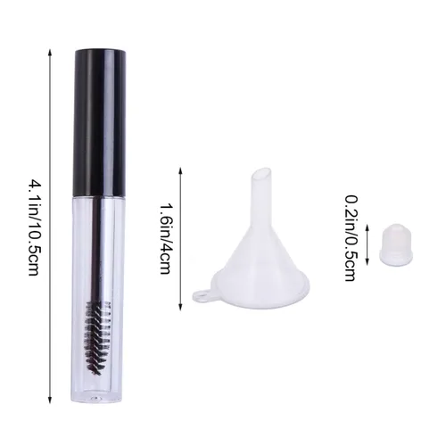 Miniatura 2 de FRCOLOR 5 unids 0.1 fl oz tubo vacío rimel pestañas tubo pestañas crema botella rimel tubo contenedor con 5 embudos para rímel