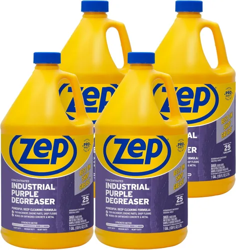 Zep Limpiador y desengrasante industrial concentrado púrpura – 1 galón (caja de 4) R45810 Fórmula de limpieza profunda más potente