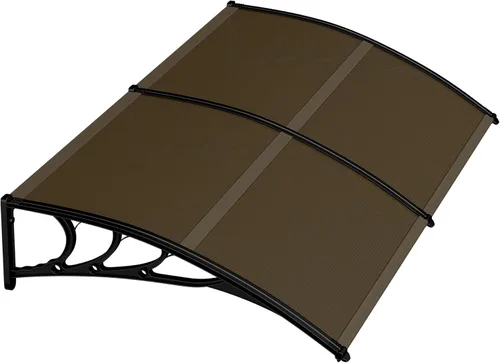 Toldo para ventana de 40 x 80 pulgadas, cubierta de policarbonato para puerta delantera al aire libre, patio (marrón, 1 unidad)